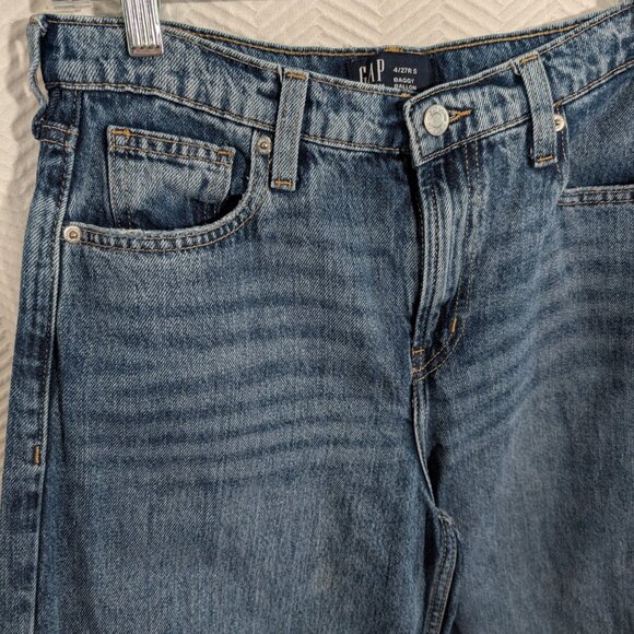 GAP Baggy Blue Jeans Mid Rise Size 4 / 27R S Relaxed Wide Leg Denim - Picture 4 of 9